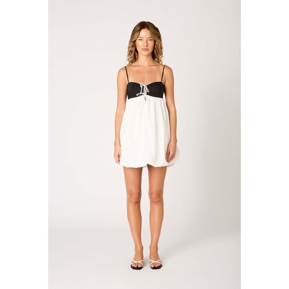 NIA Nicolette  mini dress in  black bodice & white bubble skirt size small NWT